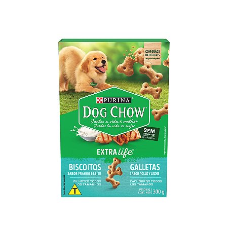 Biscoito Dog Chow Cão Filhote Todos os Tamanhos sabor Frango e Leite 300g