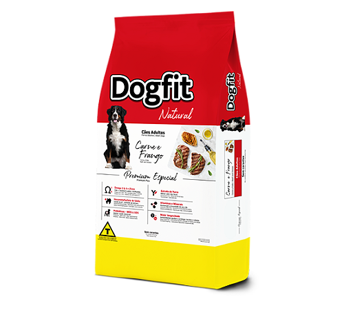Ração Seca Dogfit Natural Cães Adultos Todas as Raças sabor Carne e Frango