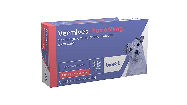 Vermífugo Biovet Vermivet Plus 660mg 4 Comprimidos