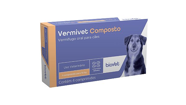 Vermífugo Biovet Vermivet Composto 4 Comprimidos