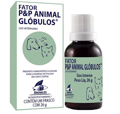Homeopatia Para Cães e Gatos Arenales Fator P&P Animal Glóbulos 26g