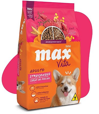 Ração Seca Max Vita Cães Adultos sabor Strogonoff Carne ao Molho