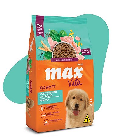 Ração Seca Max Vita Cães Filhotes Crescimento Saudável sabor Frango