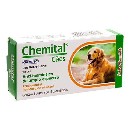 Vermífugo Chemitec Chemital Cães 660mg 4 Comprimidos