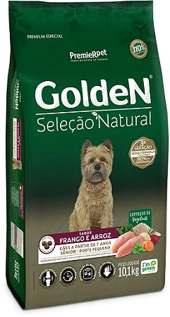 Ração Seca Golden Seleção Natural Cães Sênior Porte Pequeno sabor Frango e Arroz