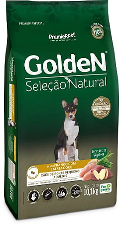 Ração Seca Golden Seleção Natural Cães Adultos Porte Pequeno sabor Frango com Batata Doce