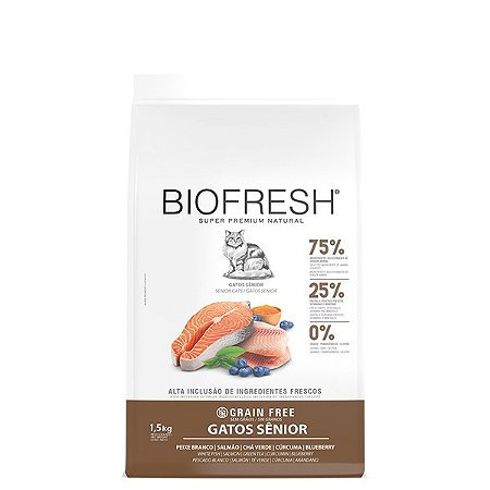 Ração Seca Biofresh Gatos Sênior sabor Peixe Branco