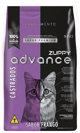 Ração Seca Zuppy Advance Gatos Castrados sabor Frango