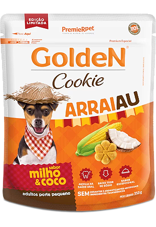 Cookie Golden Cães Adultos Porte Pequeno sabor Milho e Coco 350g - Edição Limitada