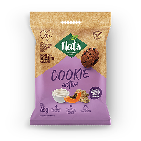 Cookie Nats Active sabor Iogurte Desnatado, Mamão e Granola 65g