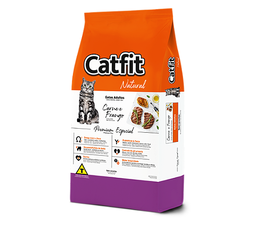 Ração Seca Catfit Natural Gatos Adultos sabor Carne e Frango