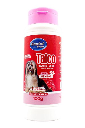 Talco Banho a Seco Perfumado Genial Pet Cães Fêmeas 100g