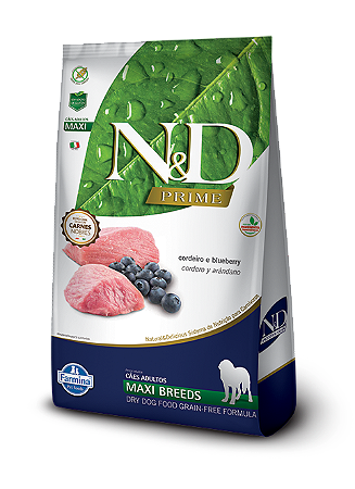 Ração Seca N&D Canine Prime Adult Maxi sabor Cordeiro e Blueberry 10,1kg