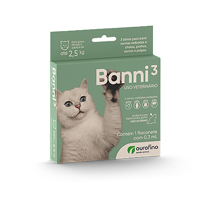 Endoparasiticida Ourofino Banni³ Gatos até 2,5kg