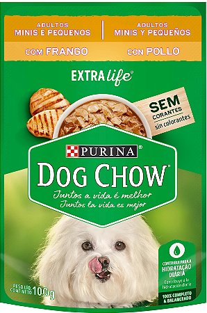 Alimento Úmido Sachê Dog Chow Cão Adulto porte Mini e Pequeno sabor Frango