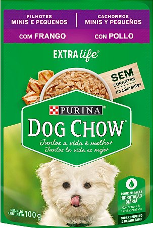 Alimento Úmido Sachê Dog Chow Cão Filhote porte Mini e Pequeno sabor Frango
