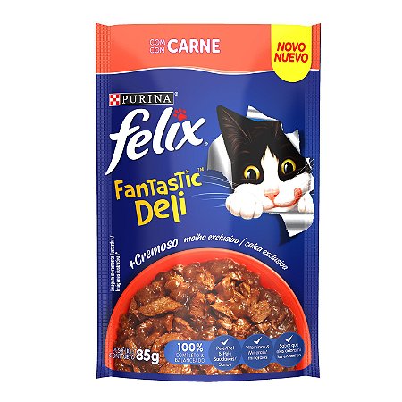 Alimento Úmido Sachê Felix sabor Fantastic Deli com Carne