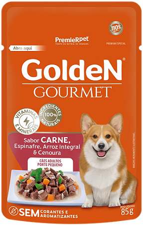 Alimento Úmido Sachê Golden Gourmet Cães Adultos Porte Pequeno sabor Carne