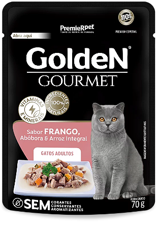Alimento Úmido Sachê Golden Gourmet Gatos Adultos sabor Frango