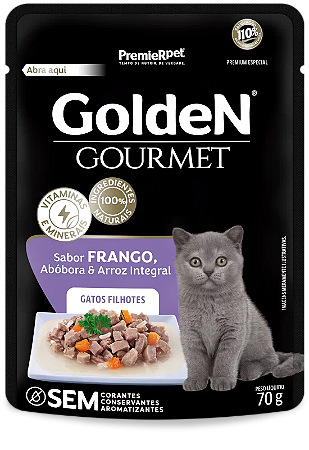 Alimento Úmido Sachê Golden Gourmet Gatos Filhotes sabor Frango