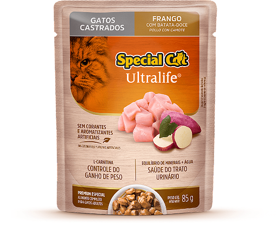 Alimento Úmido Sachê Special Cat Ultralife Castrado sabor Frango