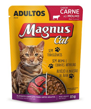 Alimento Úmido Sachê Magnus Cat Adultos sabor Carne ao Molho