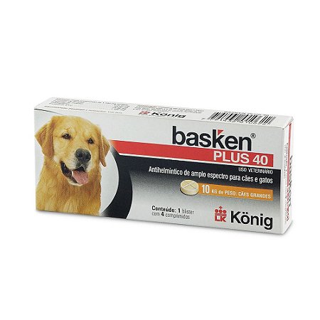 Vermífugo Konig Basken Plus 40 10kg 4 Comprimidos