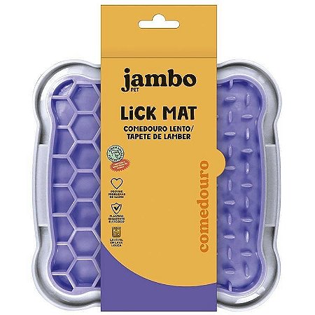 JB25652N Comedouro Jambo Lento Tapete de Lamber Lick Mat Quadrado Lilás