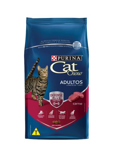 Ração Nestlé Purina Cat Chow Defense Plus para Gatos Adultos sabor Carne