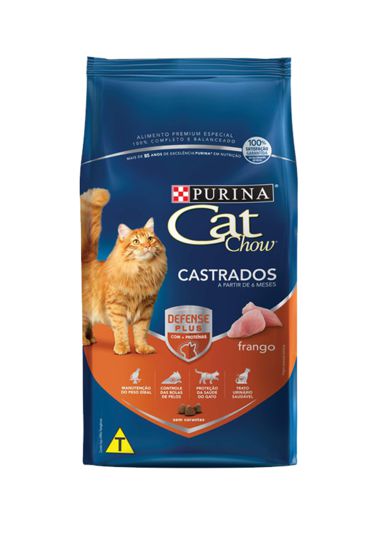 Ração Nestlé Purina Cat Chow Defense Plus para Gatos Castrados sabor Frango