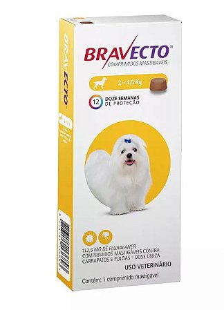 Antipulgas e Carrapatos Bravecto MSD Comprimido Cães 2 a 4,5kg