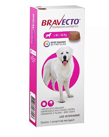 Antipulgas e Carrapatos Bravecto MSD Comprimido Cães 40 a 56kg