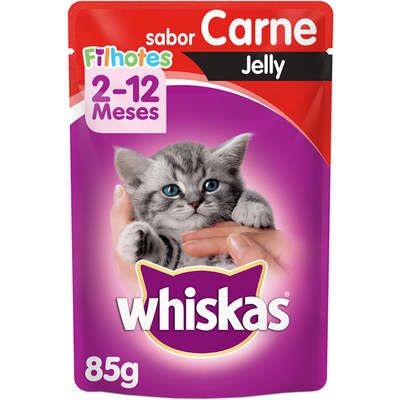 Ração Úmida Whiskas Sachê Carne Jelly para Gatos Filhotes - 85g