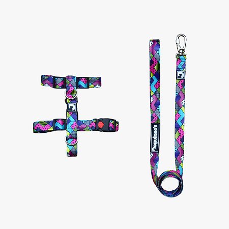 Kit Peitoral H + Guia para cães - Vintage