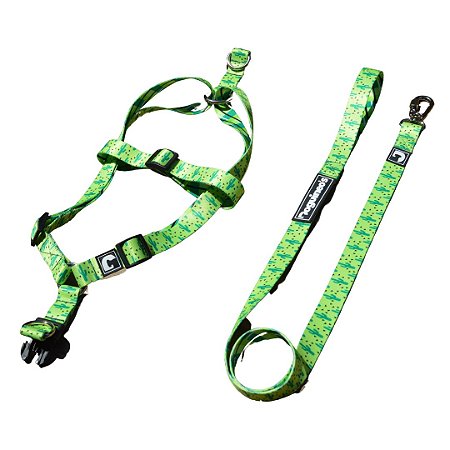 Kit Peitoral Step in + guia para cães - Cacto