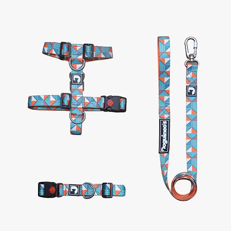 Kit Peitoral H antipuxão + Guia + Coleira para cães - Honey