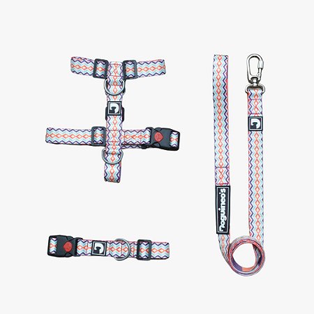 Kit Peitoral H antipuxão + Guia + Coleira para cães - Storm