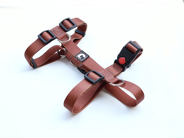 Kit Peitoral H + Guia para cães - Marrom