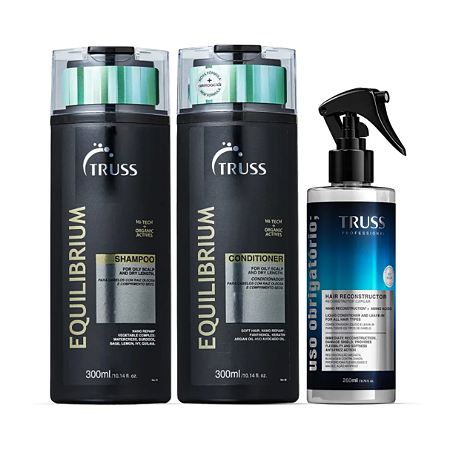 TRUSS SHAMPOO EQUILIBRIUM + TRUSS CONDICIONADOR EQUILIBRIUM + TRUSS SPRAY USO OBRIGATORIO RPK