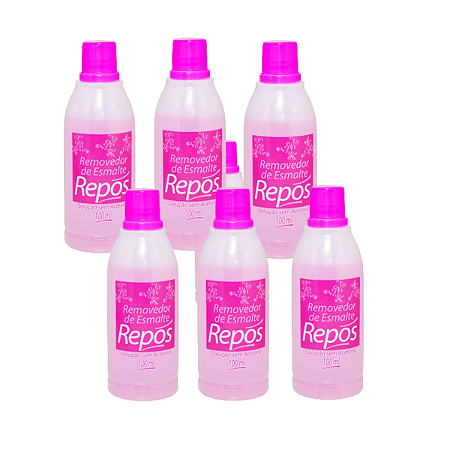 Kit Removedor de Esmalte Repos 100ml sem acetona Rosa- 6UN