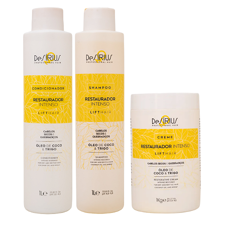 Kit Shampoo + Condicionador 1L + Creme Restaurador Intenso 1kg