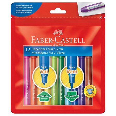 Canetinha Hidrográfica Faber Castell Vai e Vem 12 Cores