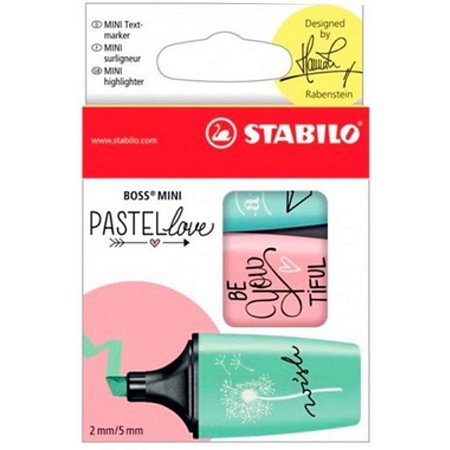 Conjunto Marca Texto Stabilo Mini Boss Pastel Love C/3 Cores