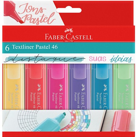Marca Texto Faber Castell Textliner 46 Pastel 6 Cores