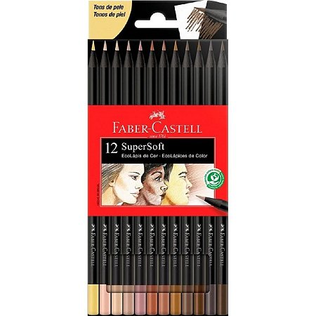 Lápis de Cor Faber Castell SuperSoft 12 Cores Tons de Pele