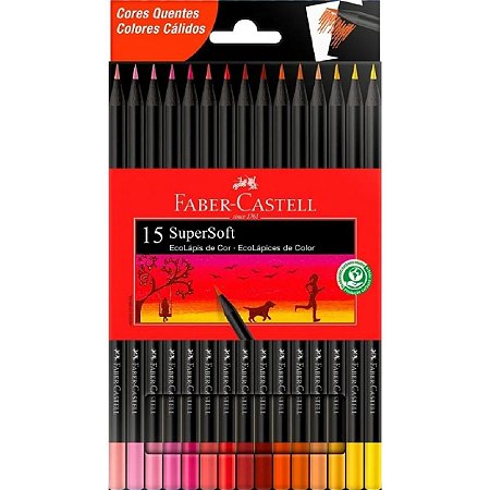 Lápis de Cor Faber Castell SuperSoft 15 Cores Quentes