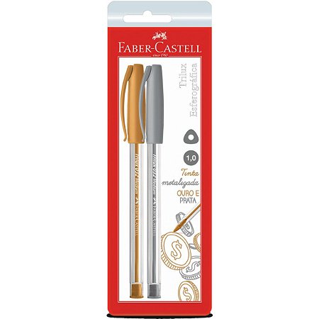 Caneta Esferográfica Trilux Prata e Dourado Faber Castell