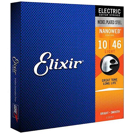 Encordoamento Elixir Cordas 0.10 Light Nanoweb Para Guitarra
