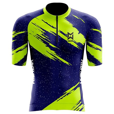 Camisa Mtb Neon Azul com Verde Ciclismo  com Proteção UV/UVB/UVA 50