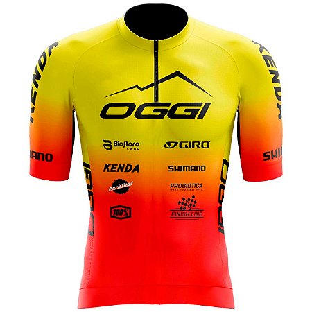 Camisa De Ciclismo Camiseta Ciclismo Proteção Uv50+ Oggi Amarela/Laranja